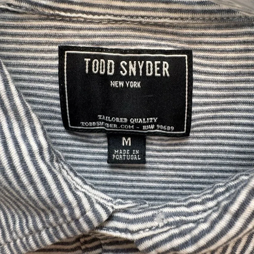 Todd Snyder Shirt Mens M Stripe Polo Short Sleeve Pocket 100% Cotton Lightweight - Picture 3 of 9